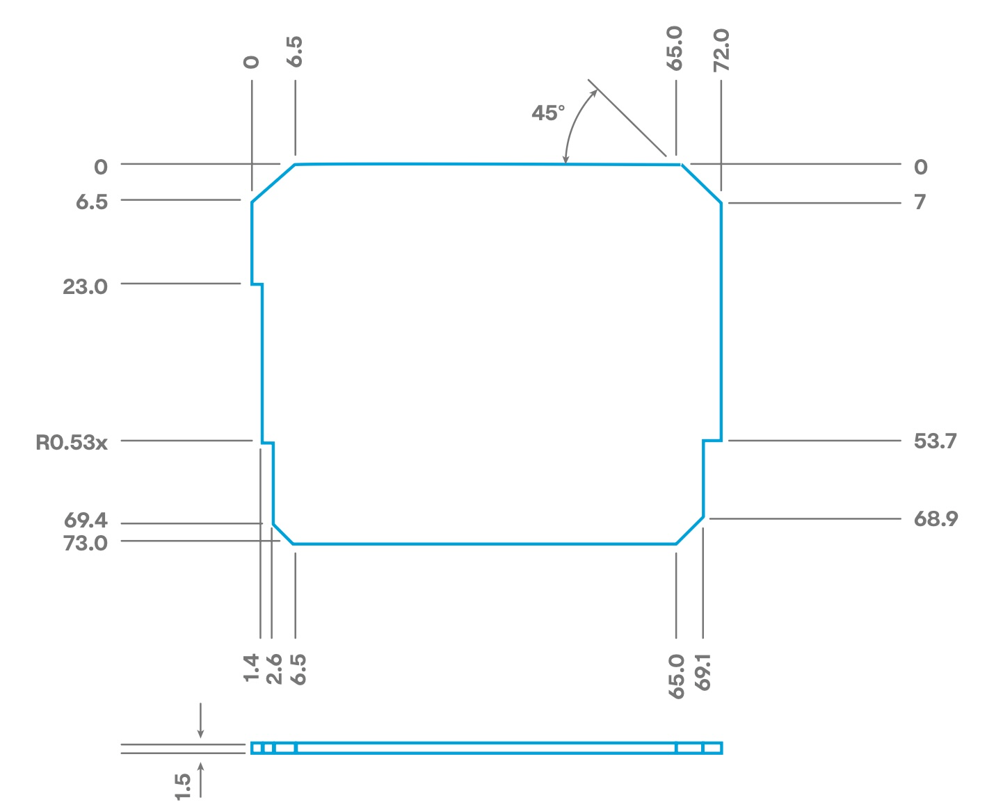 LCD Backlight Diffuser Plate 72mm x 73mm