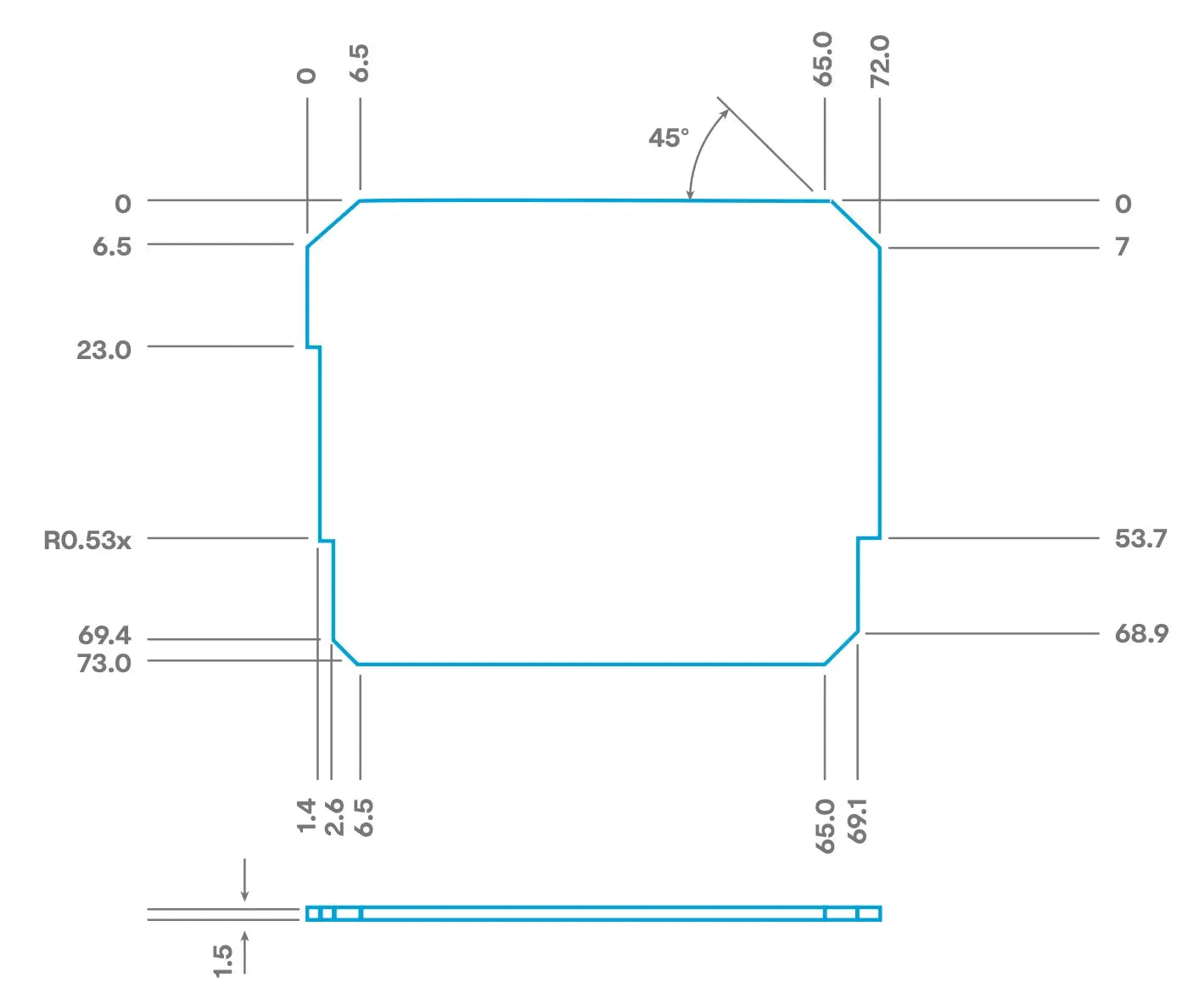 LCD Backlight Diffuser Plate 72mm x 73mm