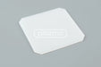 White translucent plastic diffusion plate 71mm x 71mm with rounded corners and plazmo logo embossed center