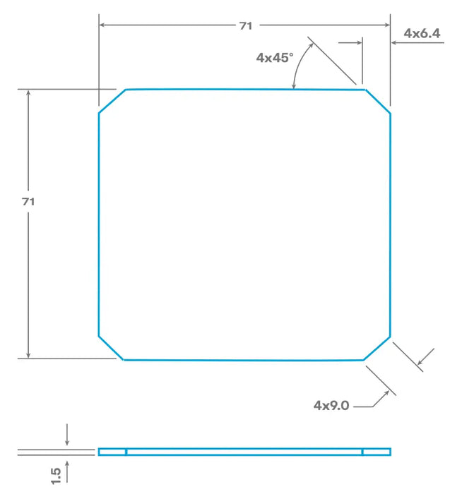 LCD Backlight Diffuser Plate 71mm x 71mm