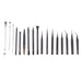 Set of 18 black precision repair tools with metallic tips and engraved markings for complete lcd disassembly tasks