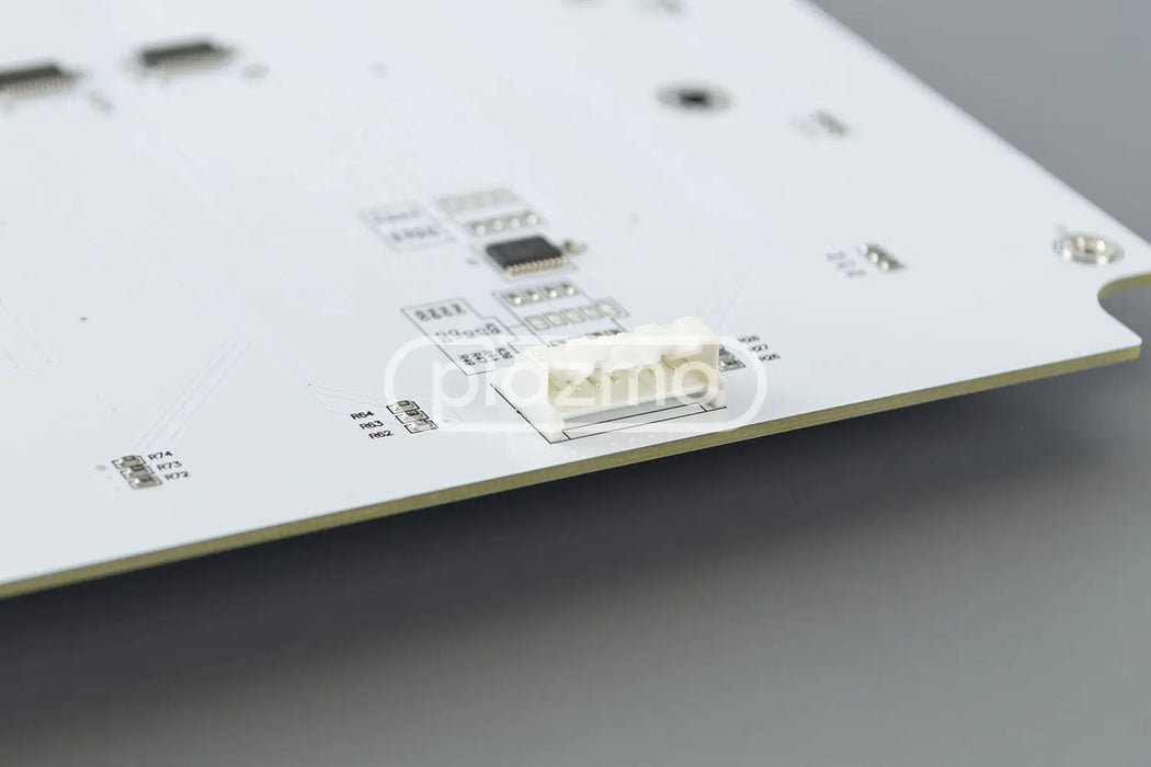 White plastic connector mounted on a white pcb of the konami podium belly door led board replacement 530287b