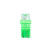 Bright green wedge led indicator lamp with concave head lens and two metal contacts for 12 vdc use