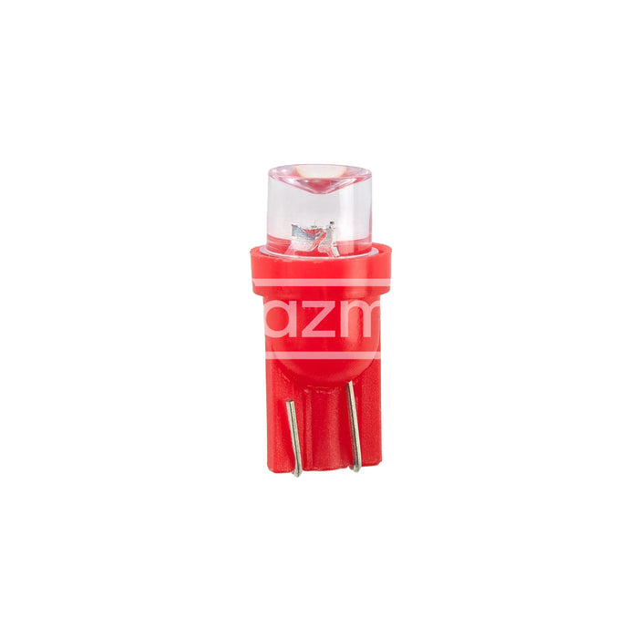 Red led indicator lamp wedge t10 with concave clear lens and two metal contacts for 12 vdc use