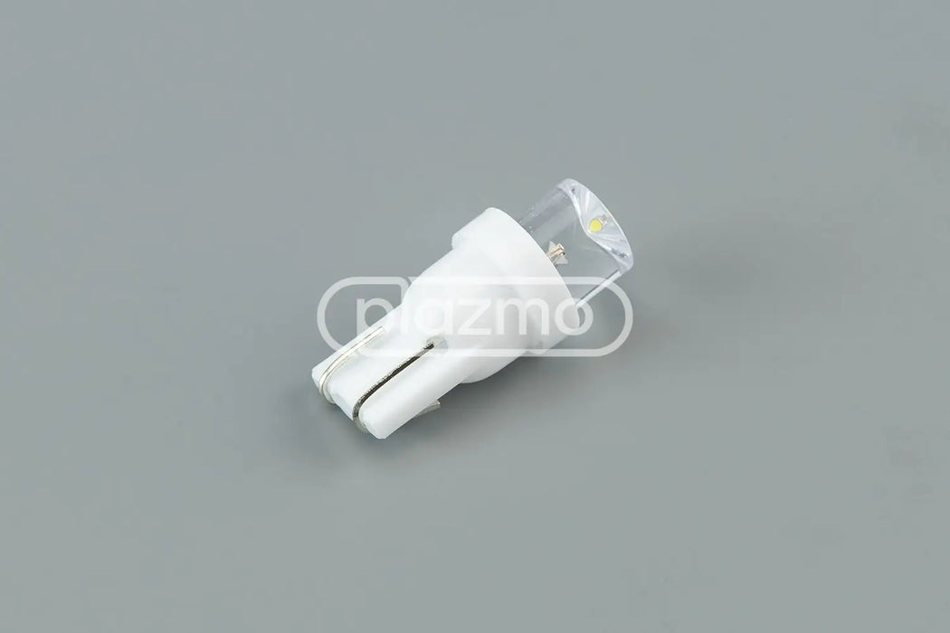White wedge led indicator lamp t10 12 vdc with clear concave head lens and two metal contacts