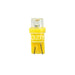 Yellow t10 wedge led indicator lamp with clear concave lens and two metal contacts for 12 vdc use