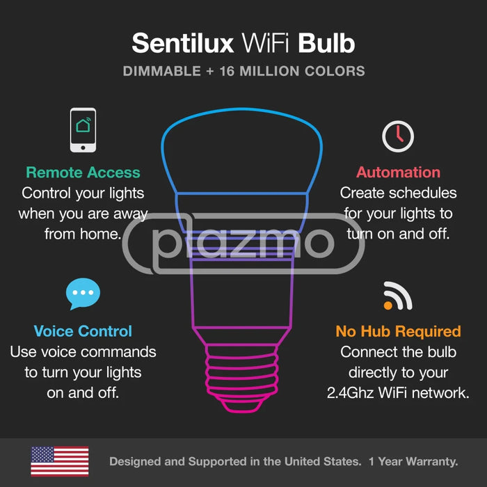 Sentilux™ WiFi Smart LED Light Bulb in RGB 16M Colors LED Lamp