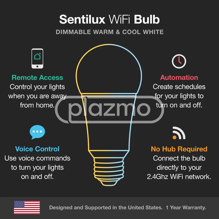 Sentilux™ WiFi Smart LED Light Bulb in Tunable White LED Lamp